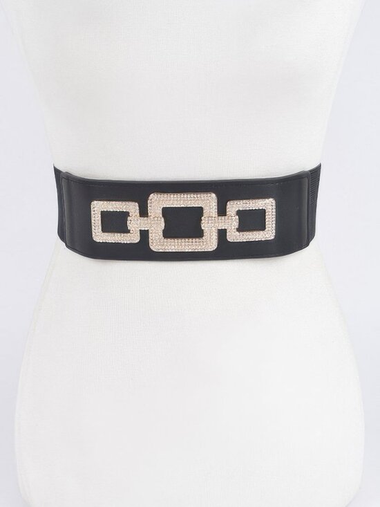 Rhinestone Link Plus Size Elastic Belt main image 4